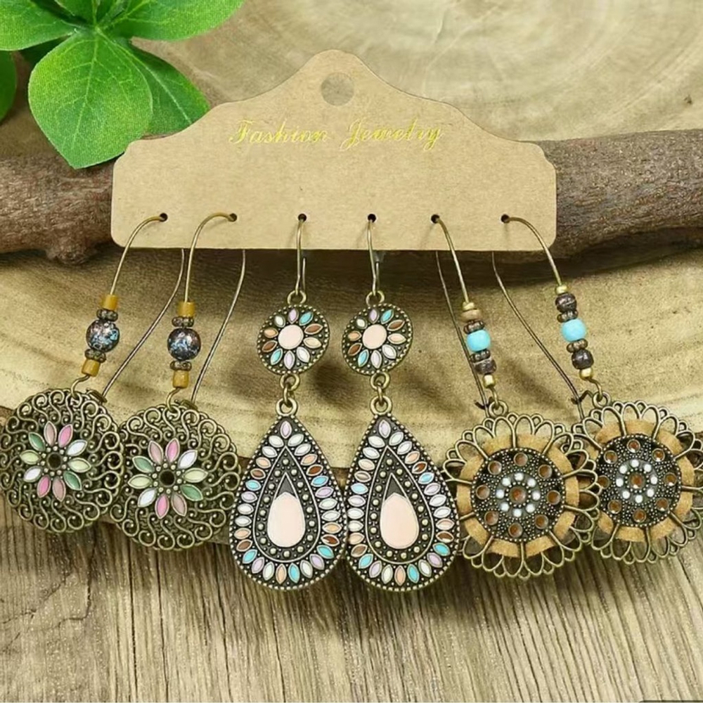 Boho Dangle Earrings Set – 3 Pairs New with Tags